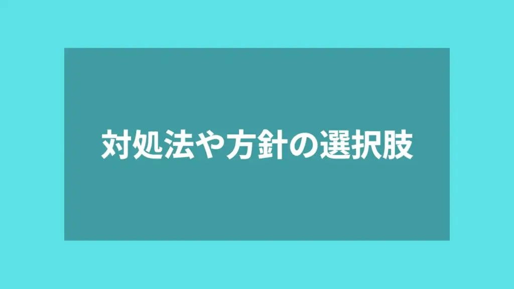 対処法や方針の選択肢
